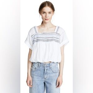 FREE PEOPLE
Skies Squareneck Woven Blouse In white M